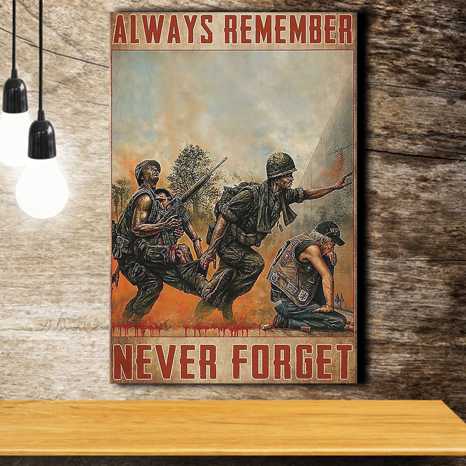 Veteran   Always Remember Never Forget Vertical Canvas Prints Wall Art - Painting Canvas, Wall Decor, For Sale, Home Decor