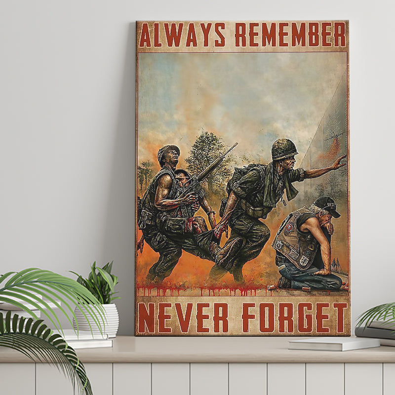 Veteran   Always Remember Never Forget Vertical Canvas Prints Wall Art - Painting Canvas, Wall Decor, For Sale, Home Decor