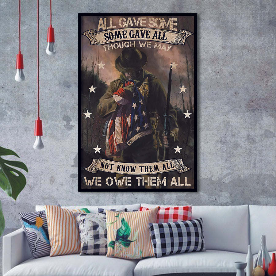 Veteran All Gave Some Some Gave All We Owe Them All Framed Framed Art Prints Wall Decor - Painting Prints, Veteran Gift