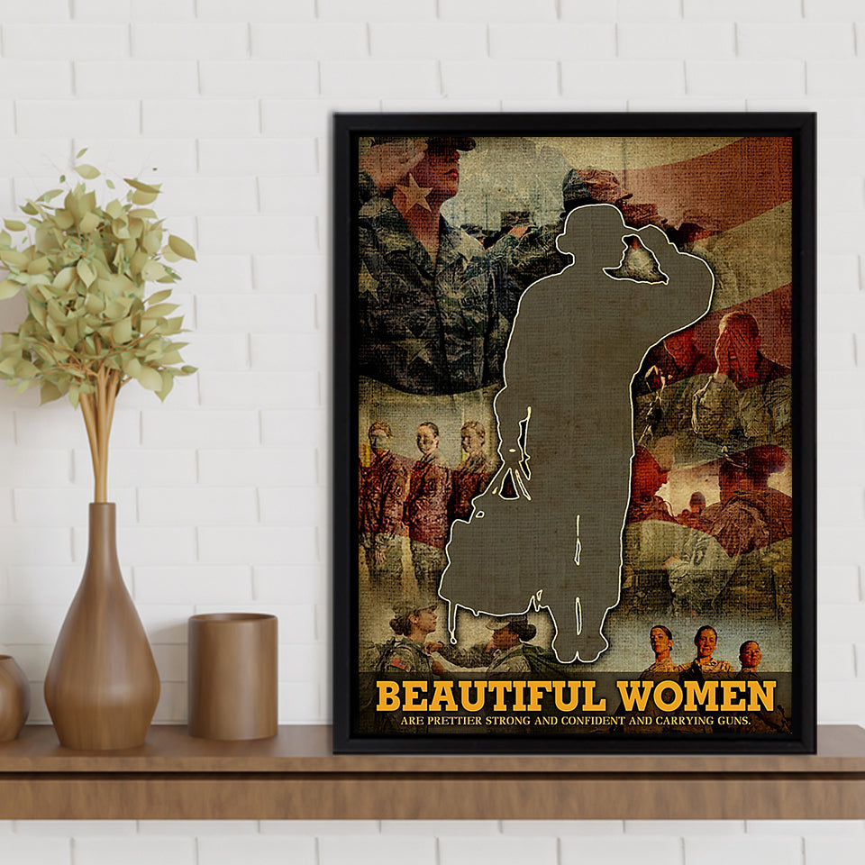 Veteran Canvas Beautiful Women Are Prettier Strong And Confident Framed Canvas Prints Wall Art - Painting Canvas, Wall Decor 