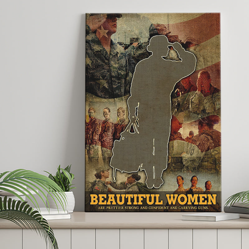Veteran Canvas Beautiful Women Are Prettier Strong And Confident Canvas Prints Wall Art - Painting Canvas, Wall Decor, For Sale
