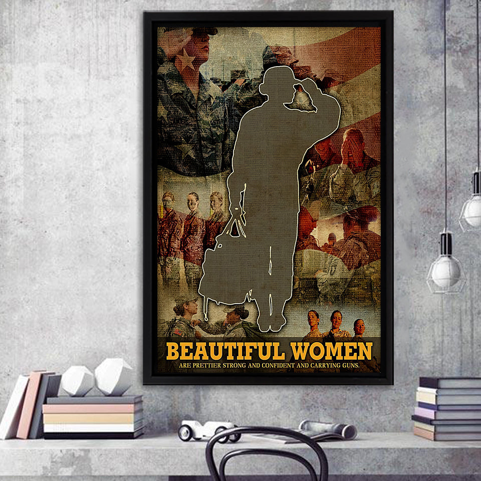 Veteran Canvas Beautiful Women Are Prettier Strong And Confident Framed Canvas Prints Wall Art - Painting Canvas, Wall Decor 