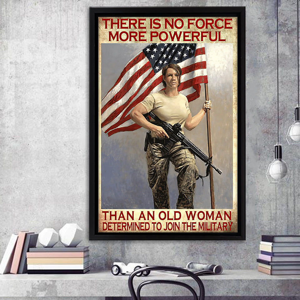 Veteran Canvas Prints No Force More Powerful Than An Old Woman Vintage Framed Canvas Prints Wall Art - Painting Canvas, Wall Decor 