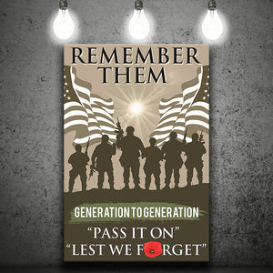 Veteran Canvas Remember Them Generation To Generation Pass It On Lest We Forget Canvas Prints Wall Art - Painting Canvas, Wall Decor
