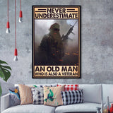 Veteran Never Underestimate An Old Man Who Is A Veteran Hanging Framed Framed Art Prints Wall Decor - Painting Prints, Veteran Gift