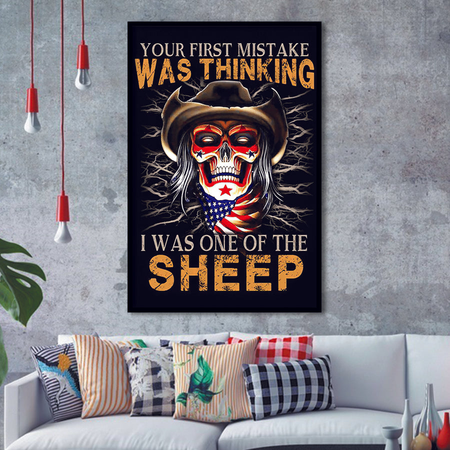 Your First Mistake Was Thinking I Was One Of The Sheep Vintage Framed Framed Art Prints Wall Decor - Painting Prints, Veteran Gift
