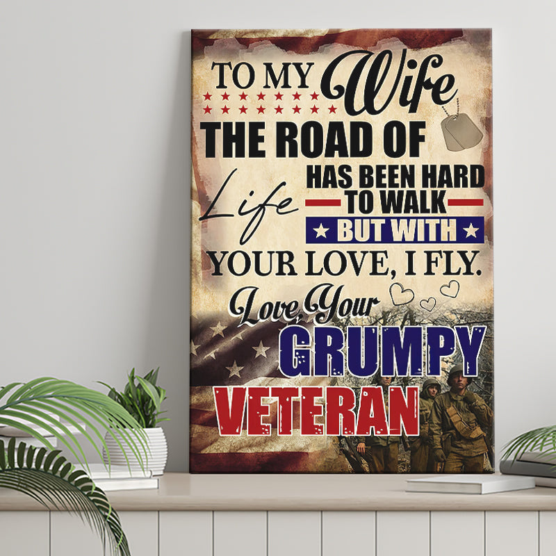 Veteran To My Wife The Road Of Life Has Been Hard To Walk But With Your Love Framed Canvas Prints Wall Art - Painting Canvas