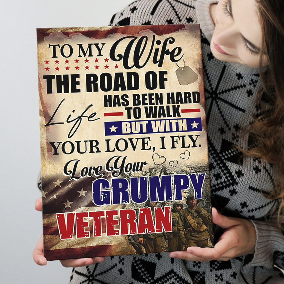 Veteran To My Wife The Road Of Life Has Been Hard To Walk But With Your Love Framed Canvas Prints Wall Art - Painting Canvas