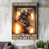 Veteran When Life Close A Door Breach The Wall And Walk In Like A Boss Framed Canvas Prints Wall Art - Painting Canvas, Wall Decor 