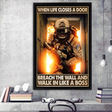 Veteran When Life Close A Door Breach The Wall And Walk In Like A Boss Framed Canvas Prints Wall Art - Painting Canvas, Wall Decor 
