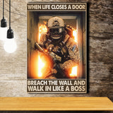Veteran When Life Close A Door Breach The Wall And Walk In Like A Boss Framed Canvas Prints Wall Art - Painting Canvas, Wall Decor 