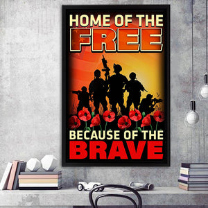 Veterans Framed Canvas Home Of The Free Because Of The Brave Framed Canvas Prints Wall Art - Painting Canvas, Wall Decor 
