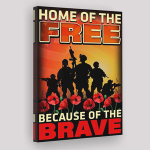 Veterans Framed Canvas Home Of The Free Because Of The Brave Framed Canvas Prints Wall Art - Painting Canvas, Wall Decor 