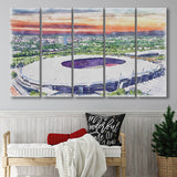 VfB Stuttgart Stadium Watercolor, 5 Pieces B, Multi Panel Canvas Prints Wall Art Decor