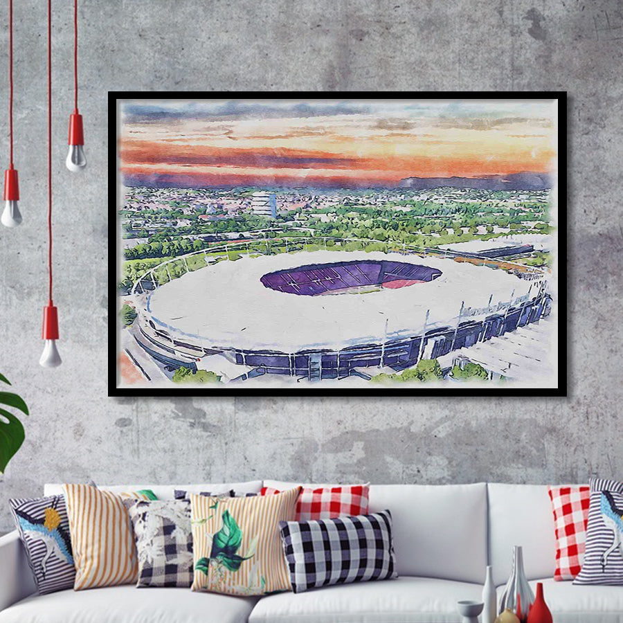 VfB Stuttgart Stadium Watercolor, Sport Prints Fan Gift, Framed Art Prints Wall Art Decor
