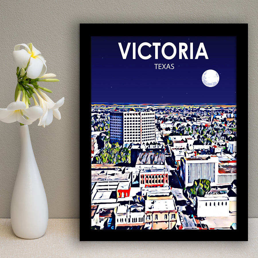 Victoria TX Art V1, City Art Print, Framed Art Print Wall Art Home Decor, Framed Picture