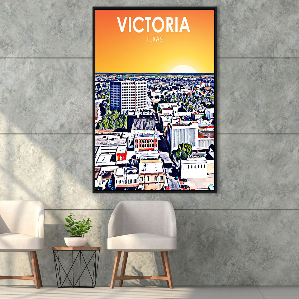 Victoria TX Art, Large Canvas, Framed Canvas Print Wall Art Home Decor, Floating Frame