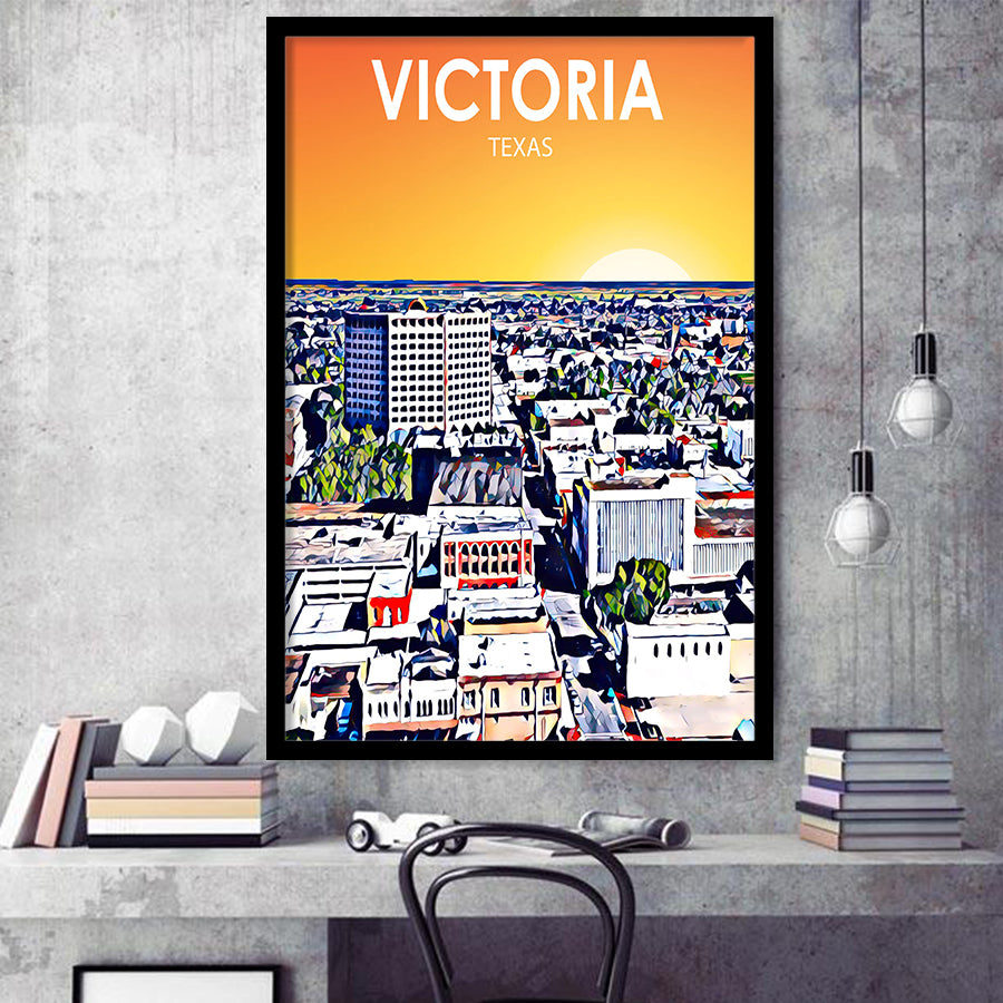 Victoria TX Art, City Art Print, Framed Art Print Wall Art Home Decor, Framed Picture