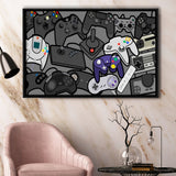 Video Gamer Decor Gamer Controllers Framed Canvas Prints Wall Art - Painting Canvas,Framed Picture,Home Art Wall Decor