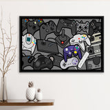 Video Gamer Decor Gamer Controllers Framed Canvas Prints Wall Art - Painting Canvas,Framed Picture,Home Art Wall Decor