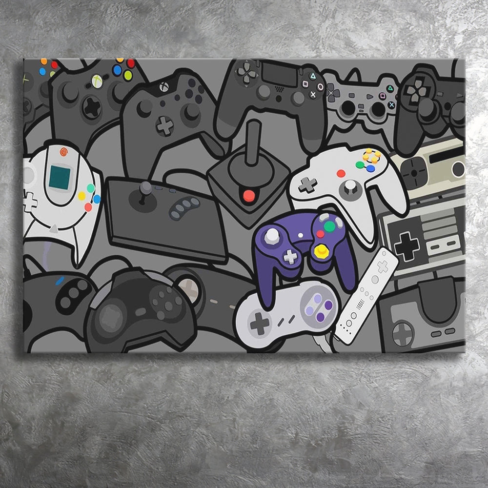Video Gamer Decor Gamer Controllers Canvas Prints Wall Art - Painting ...