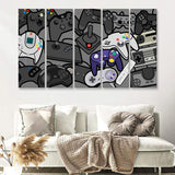 Video Gamer Decor Gamer Controllers 5 Piece B Multi Panels Canvas Prints Wall Art - Painting Canvas,Wall Decor