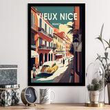Vieux Nice France Retro Art Print, City Art Print, Framed Art Print Wall Art Home Decor, Framed Picture