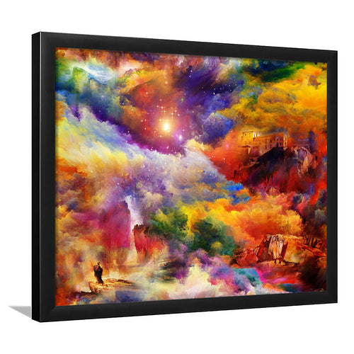 View Of The Rainbow Hilltop Abstract Colourful Framed Art Prints Wall Art Decor, Framed Picture, Home Decor