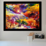 View Of The Rainbow Hilltop Abstract Colourful Framed Art Prints Wall Art Decor, Framed Picture, Home Decor