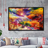 View Of The Rainbow Hilltop Abstract Colourful Framed Art Prints Wall Art Decor, Framed Picture, Home Decor