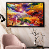 View Of The Rainbow Hilltop Abstract Colourful Framed Canvas Prints Wall Art Decor, Framed Picture, Floating Frame