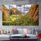 View on Zion National Park 5 Piece B Canvas Prints Wall Art Decor - Painting Canvas, Multi Panels
