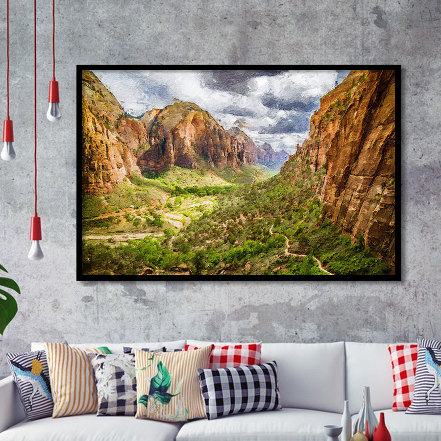 View on Zion National Park Framed Art Prints Wall Decor - Painting Prints, Framed Picture, Home Decor