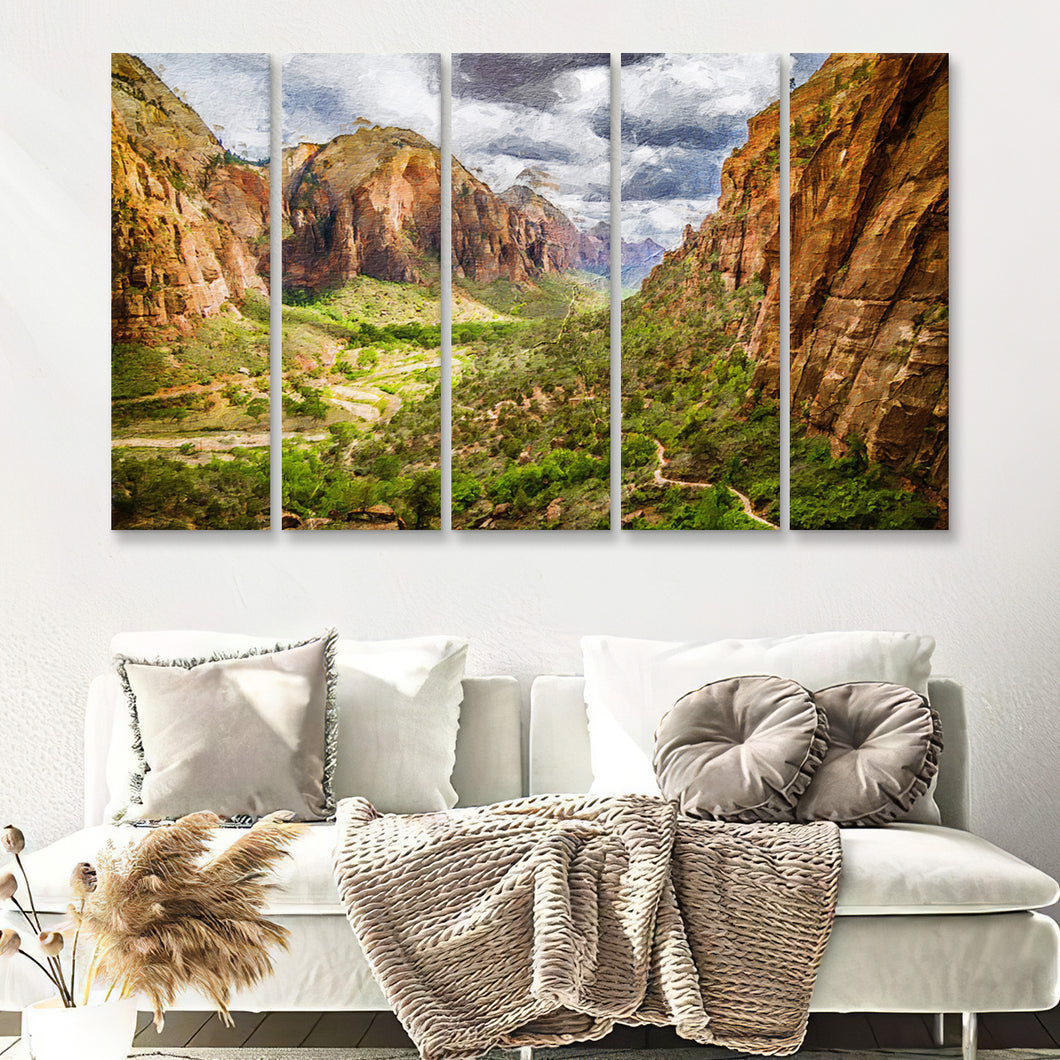 View on Zion National Park Piece B Canvas Prints Wall Art Decor