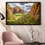 View on Zion National Park Framed Canvas Prints Wall Art Decor - Paiting Canvas, Art Prints, Floating Frame