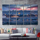 View To Jerusalem Old City Israel 5 Pieces Canvas Prints Wall Art - Painting Canvas, Multi Panels, Wall Decor