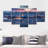 View To Jerusalem Old City Israel 5 Pieces Canvas Prints Wall Art - Painting Canvas, Multi Panels, Wall Decor