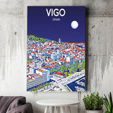 Vigo Spain Art Night Art Print ,City Art Print, Large Canvas, Canvas Print Wall Art Home Decor