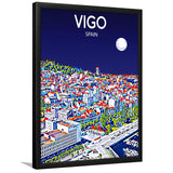 Vigo Spain Art Night Art Print, City Art Print, Framed Art Print Wall Art Home Decor, Framed Picture