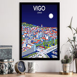 Vigo Spain Art Night Art Print, City Art Print, Framed Art Print Wall Art Home Decor, Framed Picture