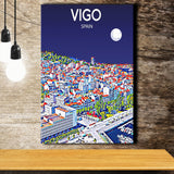 Vigo Spain Art Night Art Print ,City Art Print, Large Canvas, Canvas Print Wall Art Home Decor