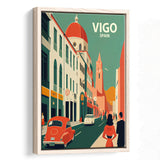 Vigo Spain Retro Art Print, Large Canvas, Framed Canvas Print Wall Art Home Decor, Floating Frame