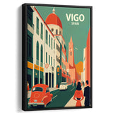 Vigo Spain Retro Art Print, Large Canvas, Framed Canvas Print Wall Art Home Decor, Floating Frame