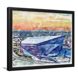Vikings Football Stadium US Bank Stadium Watercolor, Sport Prints Fan Gift, Framed Art Prints Wall Art Decor