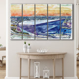 Vikings Football Stadium US Bank Stadium Watercolor, 5 Pieces B, Multi Panel Canvas Prints Wall Art Decor