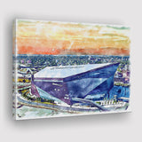 Vikings Football Stadium US Bank Stadium Watercolor, Sport Art Prints Fan Gift, Canvas Prints Wall Art Decor