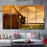 Vintage Aircraft Plane Propeller 5 Piece B Canvas Prints Wall Art Decor - Painting Canvas, Multi Panels