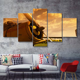 Vintage Aircraft Plane Propeller 5 Piece Canvas Prints Wall Art Decor - Painting Canvas, Multi Panels