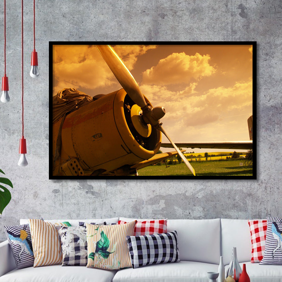 Vintage Aircraft Plane Propeller Framed Art Prints Wall Decor - Painting Art, Framed Picture, Ready to Hang