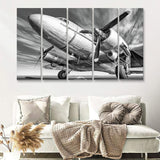 Vintage Aircraft 5 Piece B Canvas Prints Wall Art Decor - Painting Canvas, Multi Panels